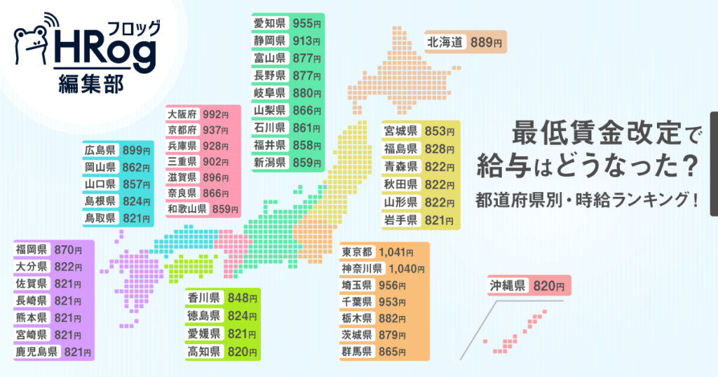 【2021年10月改訂版】最低賃金改定で給与はどうなった？ 都道府県別・時給ランキング！ Hrog 人材業界の一歩先を照らすメディア