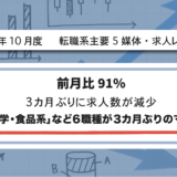 【2024年10月度】転職系主要5媒体・求人レポート 前月比91%・3カ月ぶりに求人数が減少 「製造・化学・食品系」など6職種が3カ月ぶりのマイナスに