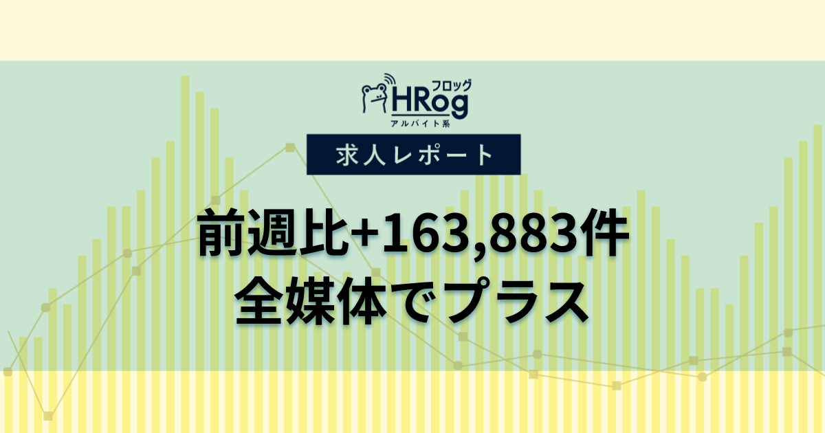 【2025年9月第1週 アルバイト系媒体 求人掲載件数レポート】前週比+163,883件、全媒体でプラス