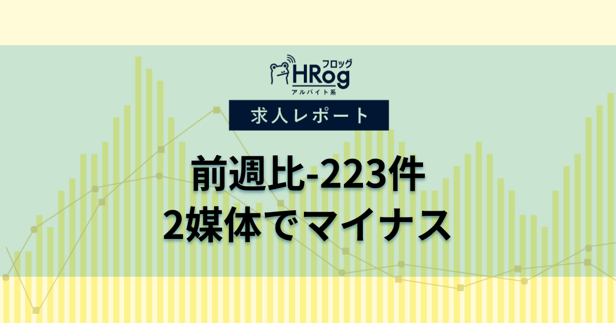 【2025年9月第3週 アルバイト系媒体 求人掲載件数レポート】前週比-223件、2媒体でマイナス