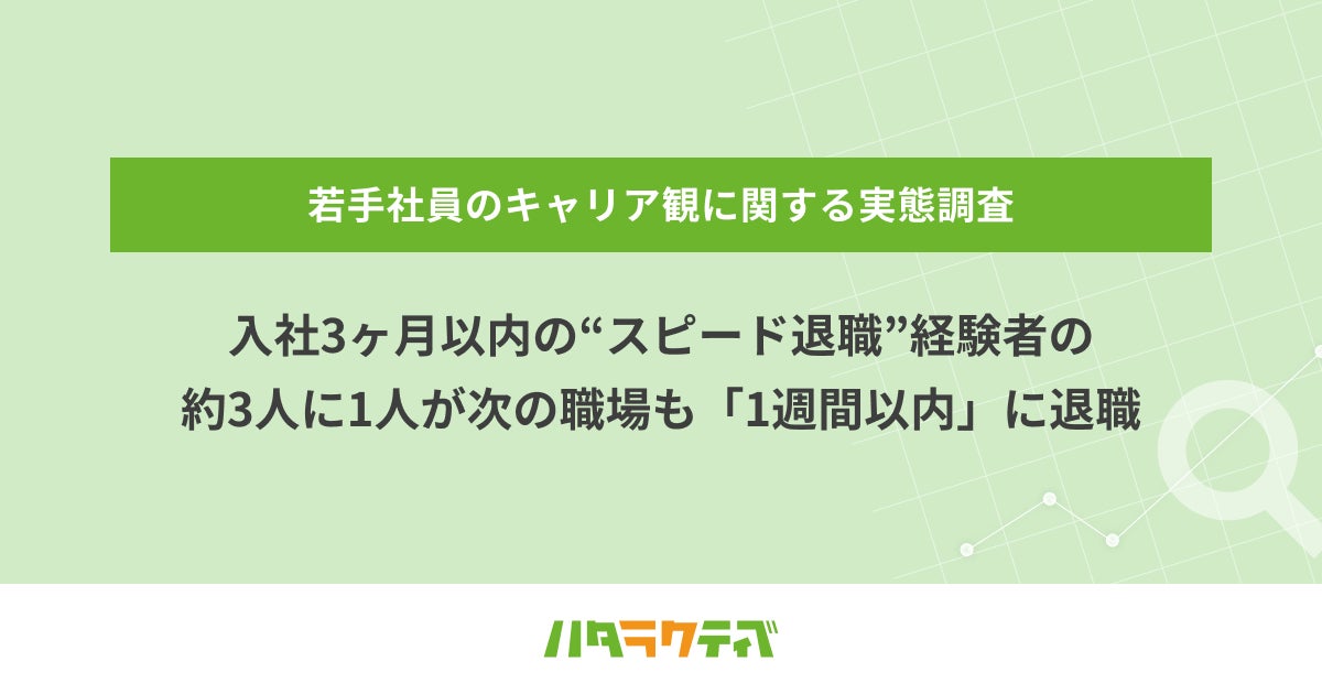 入社3ヶ月以内の“スピード退職”経験者の約3人に1人が次の職場も「1週間以内」に退職