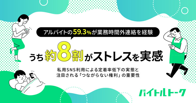アルバイトの 59.3%が業務時間外連絡を経験、うち約 8 割がストレスを実感 ―私用 SNS 利用による定着率低下の実態と注目される「つながらない権利」―
