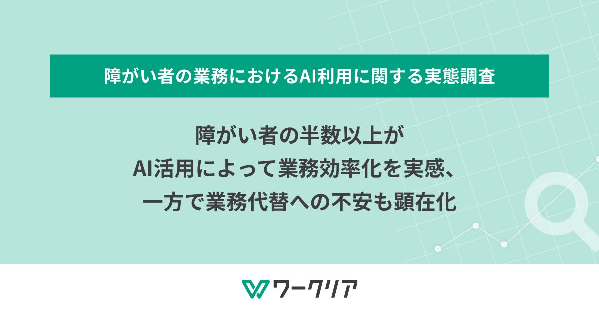 障がい者の半数以上がAI活用によって業務効率化を実感、一方で業務代替への不安も顕在化 障がい者の業務におけるAI利用に関する実態調査