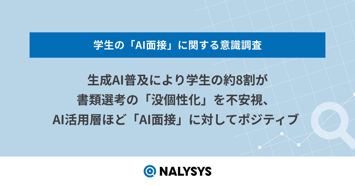 生成AI普及により学生の約8割が書類選考の「没個性化」を不安視、AI活用層ほど「AI面接」に対してポジティブ  学生の「AI面接」に関する意識調査