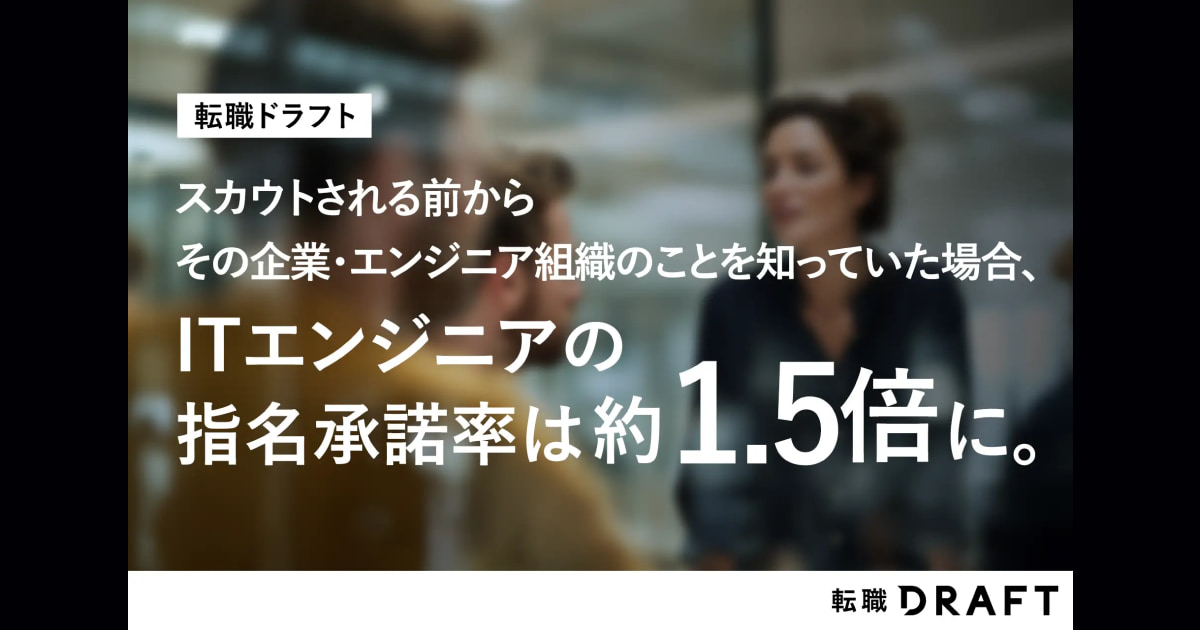【転職ドラフト調べ】スカウトされる前からその企業・エンジニア組織のことを知っていた場合、ITエンジニアの指名承諾率は約1.5倍に 〜認知獲得と年収帯別アトラクトの二軸で、採用を成功に導く技術広報を提言〜