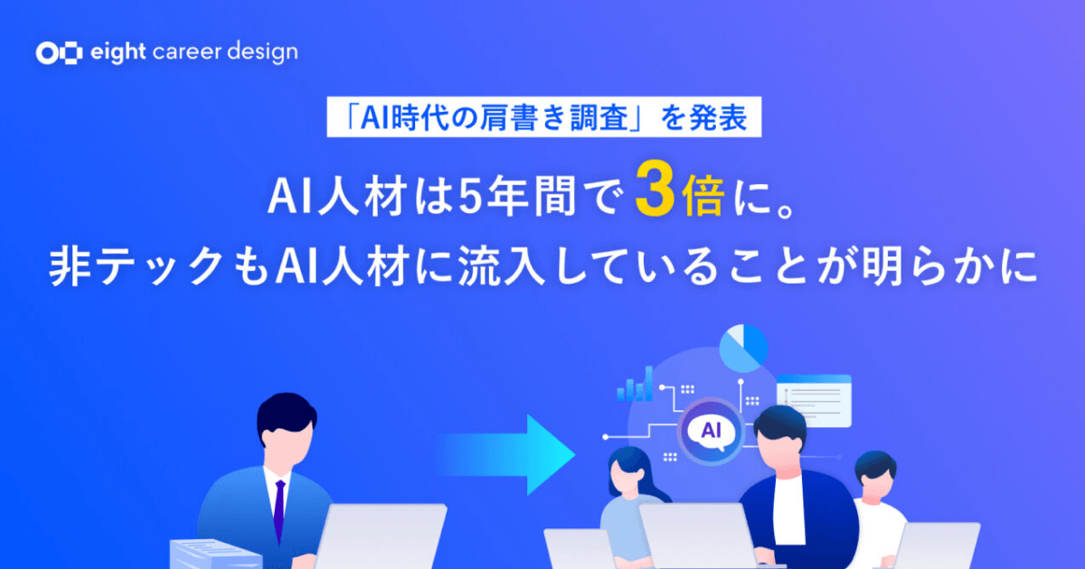 Eight、名刺データが示す「AI時代の肩書き調査」を発表～「AI人材」は5年間で3倍に。元の職種で最多は「企画開発」次いで「営業」と非テックもAI人材に流入していることが明らかに〜